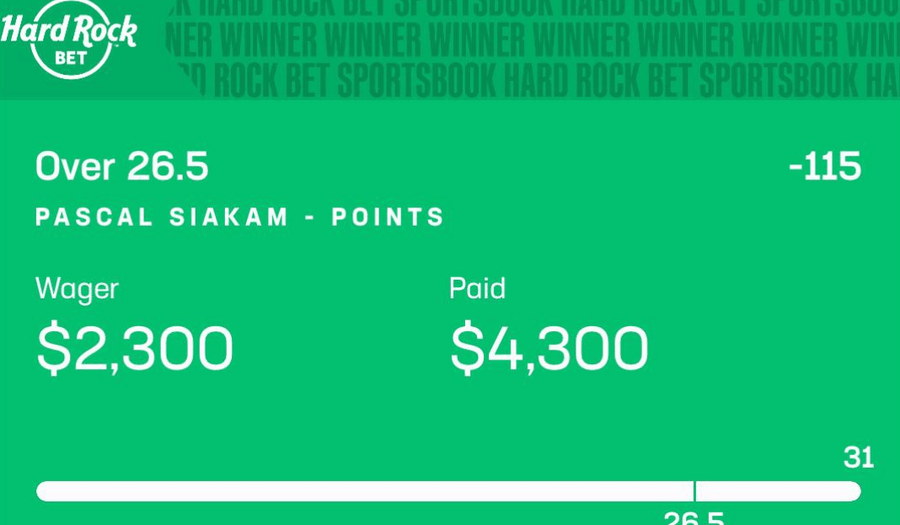 Winning Hard Rock Bet slip — Dylan Harper over 16.5 points, $2,000 wager won $3,600
